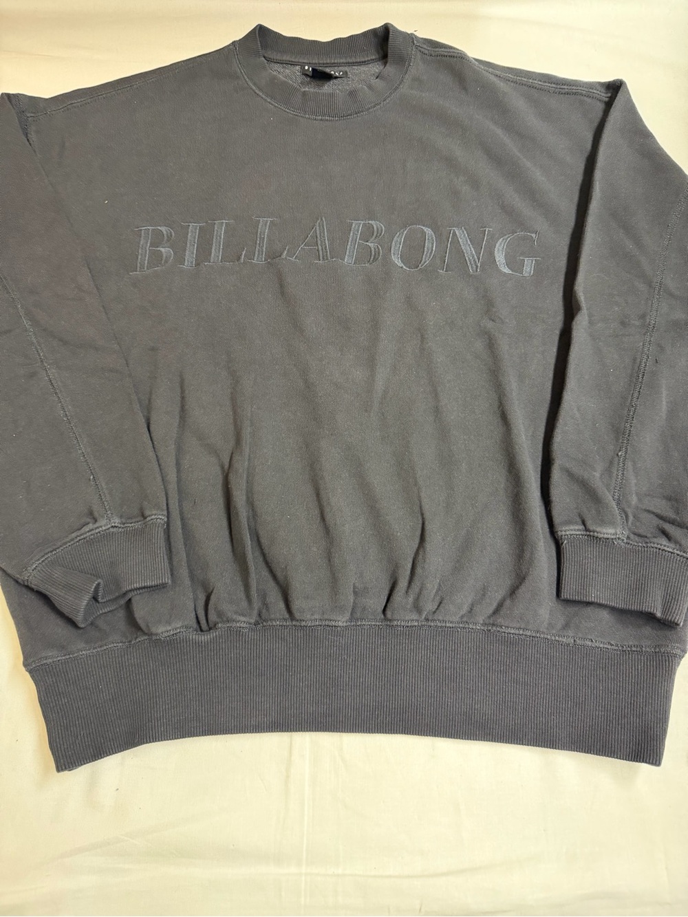Billabong Men's Charcoal Gray Crewneck Sweatshirt with Tonal Logo
